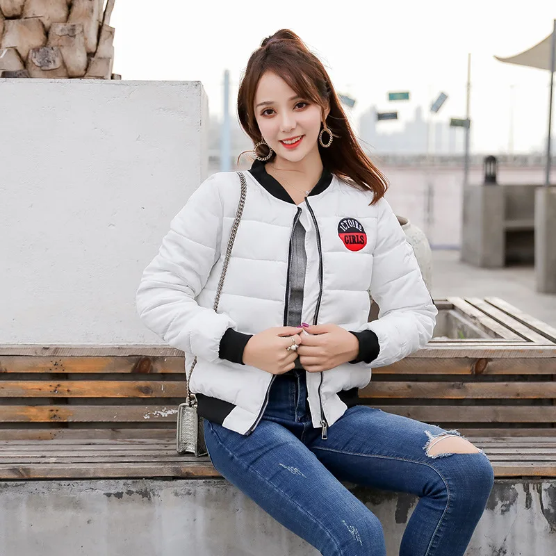 

Park Women's Spring Coat Female Winter Short Down Jackets Soft Baseball Uniform Thin Print Parka Women Long Sleeve Short Coats