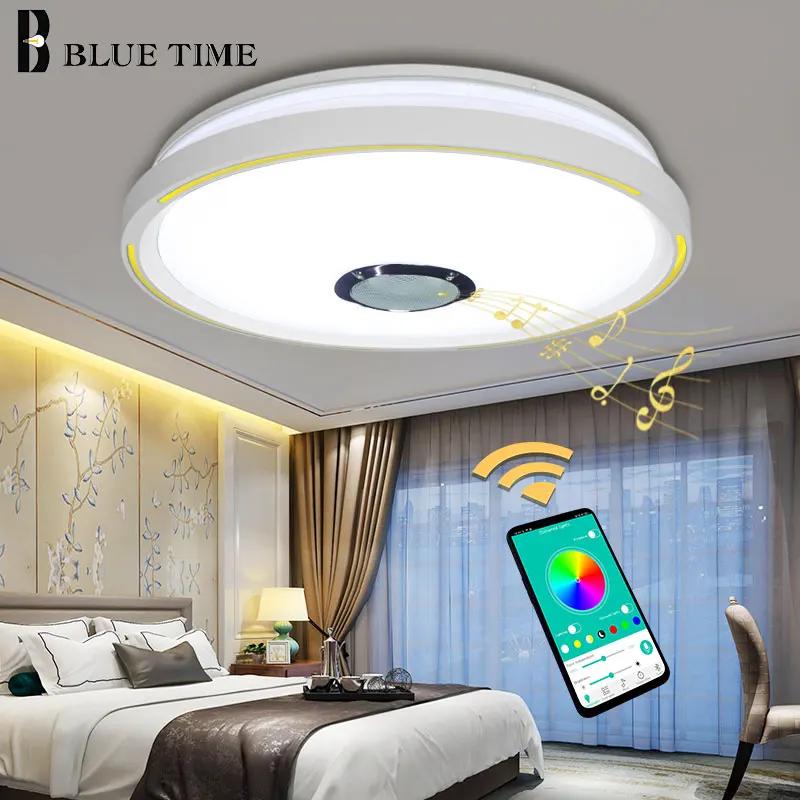 

Modern Home Musical Fixtures LED Chandeliers For Bedroom Living Room Kitchen APP Controlling LED Chandeliers White Finished