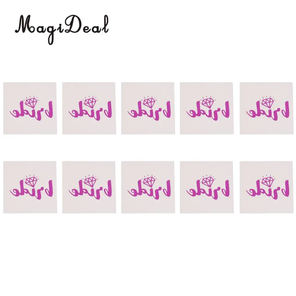 MagiDeal 10Pcs/Lot Purple Team Bride Tribe Temporary Tattoos Wedding Sticker Hens Night Party Decoration Hands Sticker