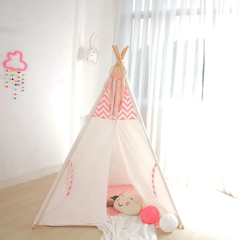 

Pink Chevron Kids Play Tipi Tent Childrens Teepee Indian Tent