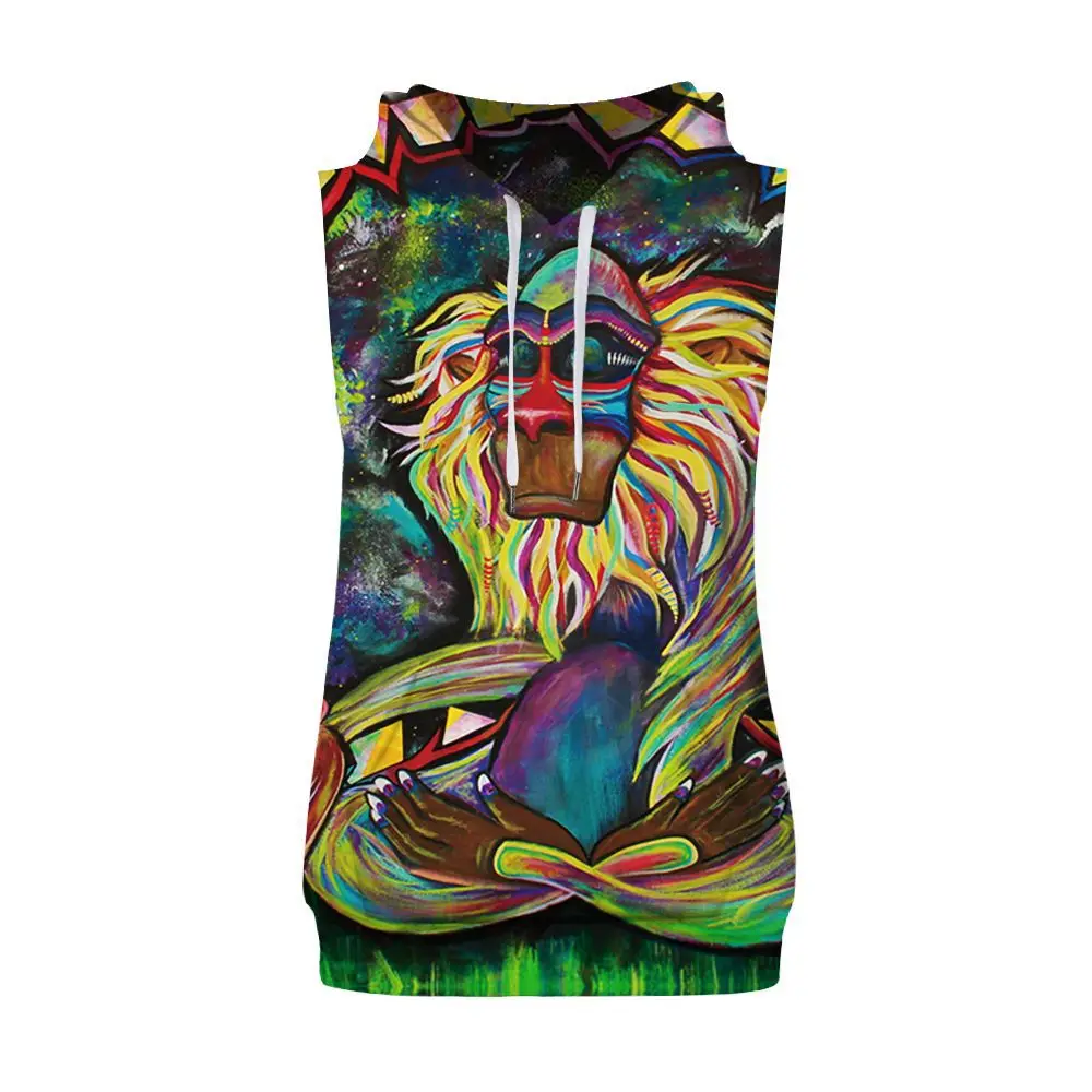 Tracksuits Men Sleeveless Hoodies Men Set Hip Hop Harajuku Sweatshirts 3D Print Loose Thin Unisex Hooded Tops Pullovers shorts