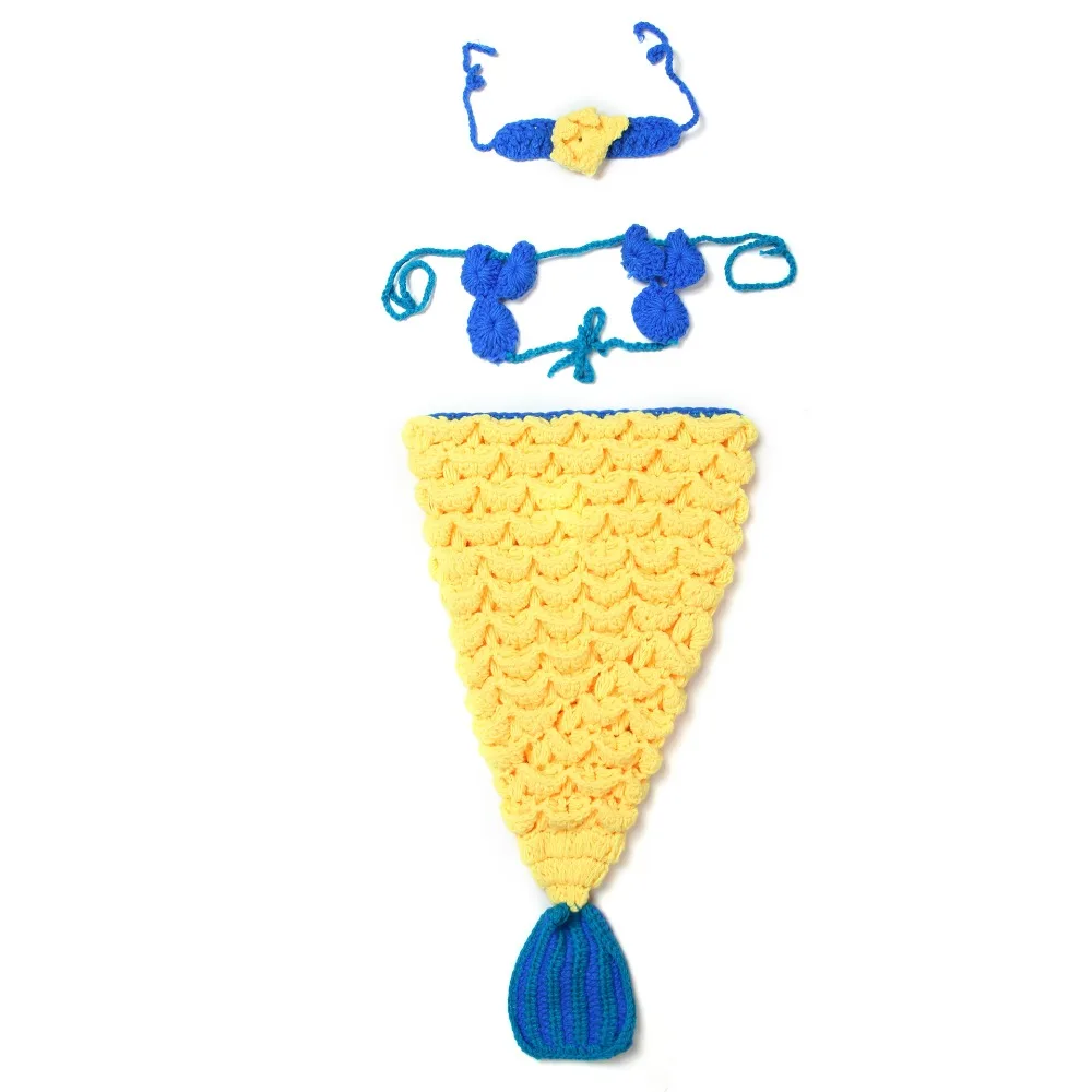 Шерстяная Одежда для новорожденных Костюмы русалки реквизит для ребенка хлопчатобумажное одеяльце для младенцев, Crochet детский конверт пеленальные аксессуары