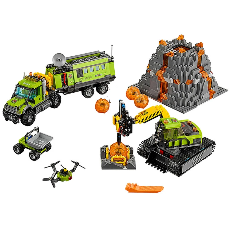 

BELA City Volcano Exploration Base Geological Prospecting Building Blocks Toys Model Children Compatible