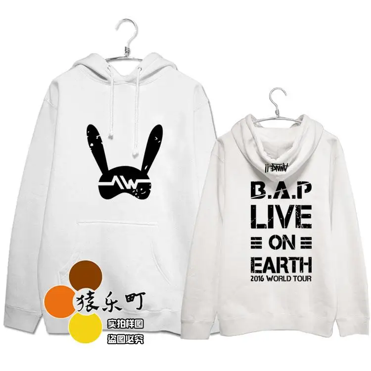 Модный пуловер с рисунком kpop bap b. a. p concert awake world tour on earth, худи для малышей, поддерживающий спортивный свитер - Цвет: Белый