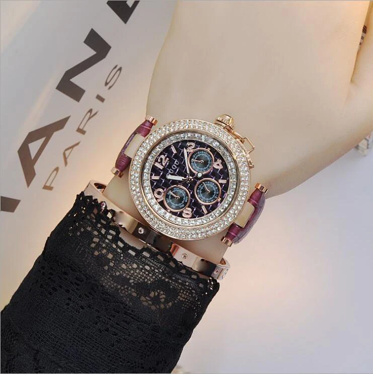 Новые Часы GUOU Топ Роскошные бриллиантовые женские часы модные часы женские кожаные повседневные женские часы relogio feminino saat