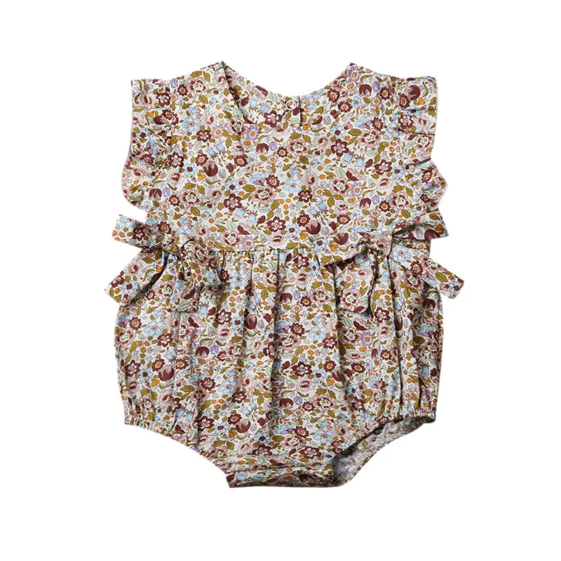 Summer Flower Baby Girls Ruffles Romper Infant Newborn Baby Jumpsuit Playsuit Bow Baby Clothes baby clothes cheap Baby Rompers