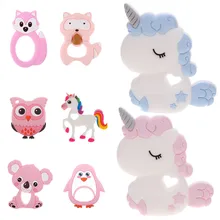 

Unicorn Silicone Baby Teether Cartoon Animal Mordedor BPA Free Rodents Teething Necklace DIY Shower Gifts Koala Penguin Owl Fox