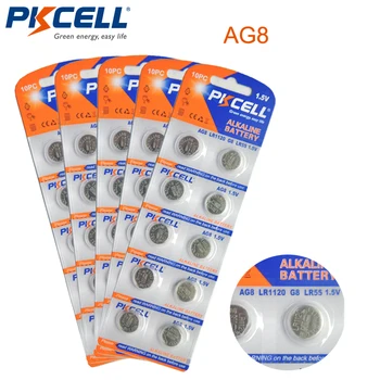 

50Pcs/5card PKCELL1.5V AG8 LR55/LR191/LR1120 Akaline Button Cell Battery ag8 Watch Battery