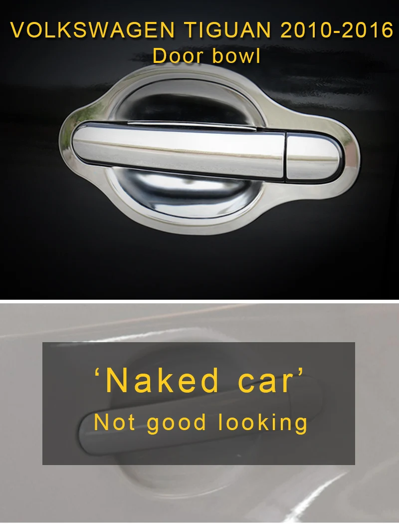 Carманго для Фольксваген Tiguan 2010- Автомобильная дверная ручка чаши на запястье хромированная накладка рамка наклейка внешние аксессуары