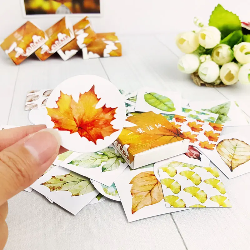 

40pcs/lot autumn leaves mini box paper sticker Decoration DIY Scrapbooking Sticker Stationery office kawaii label stickers
