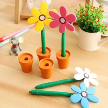 24 шт./партия креативные школьные канцелярские принадлежности, подарок, призовая шариковая ручка, украшение стола, Подсолнух, горшки, Необычные 0,7 мм