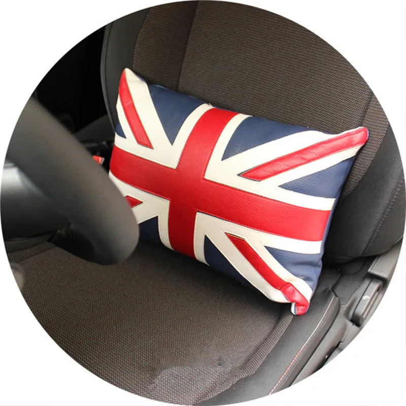1pc car red union jack seat lumbar support back pillow for mini cooper