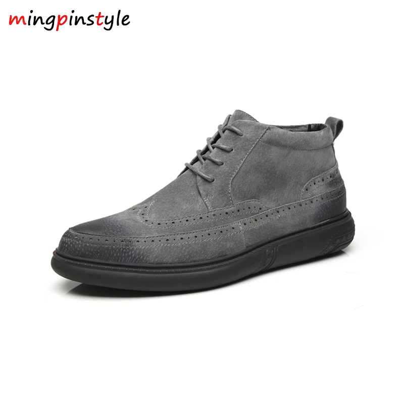 

Genuine Leather Men Boots Autumn Winter Ankle Boots Fashion Footwear Lace Up Shoes Fashion Men's Chelsea Boots Casual Men Shoes