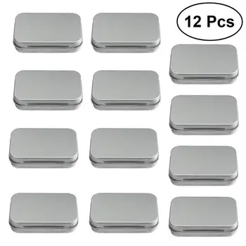 

LUOEM 12Pcs Metal Box Flip Storage Box Cards Storage Box Steel Mini Objects Tinplate Container Metal Storage Box Case Organizer