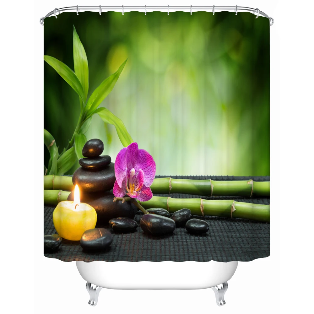 Занавеска для душа Stone Garden Zen 180x180 см фототкань из полиэстера спа аксессуары