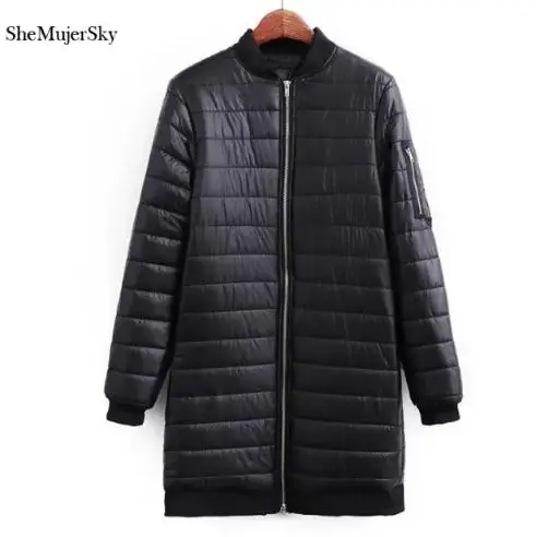 SheMujerSky для женщин одноцветное длинное пальто Зимние теплые черные парки casacas para mujer invierno - Цвет: black coat