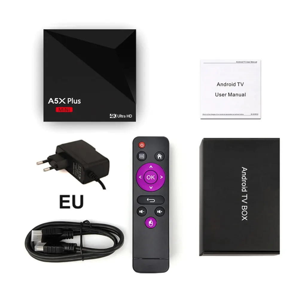 

A5X Plus Set Top Box 4K High Definition Network Player TV Box 2+16G WIFI Network Smart Set-top Box Player For Android 9.0