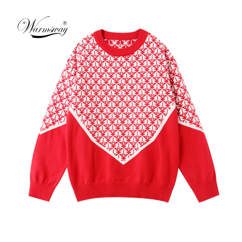 

Good Quality Winter Women Red Christmas Sweater Cute Christmas Tree Knitted Sweaters Fashion Loose Jumpers Pullovers C-446