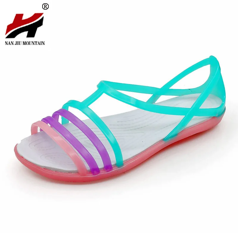 

2018 New Women's Shoes Plastic Sandals Summer Flat Student Crystal Jelly Shoes Casual Beach Shoes Hole Shoes