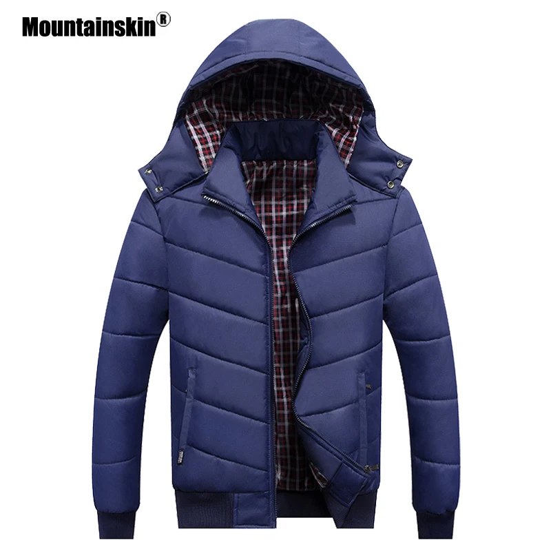 Новое зимнее Мужское пальто из горной кожи, повседневные парки, тонкая теплая толстая верхняя одежда, пальто с капюшоном, мужские Модные термокуртки SA547