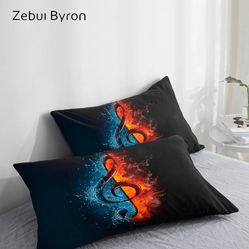 

3D HD Pillow Case Pillowcase Custom/50x70/50x75/50x80/70x70 Decorative Pillow Cover,Black Music Note Bedding Drop Ship