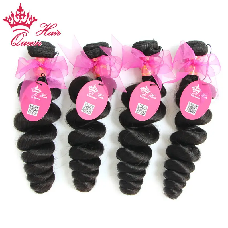 

Queen Hair Products DHL Free Mixed 4 pcs Lot Loose Wave Brazilian Virgin Hair Extensions Wholesale Natural Color Tangle Free