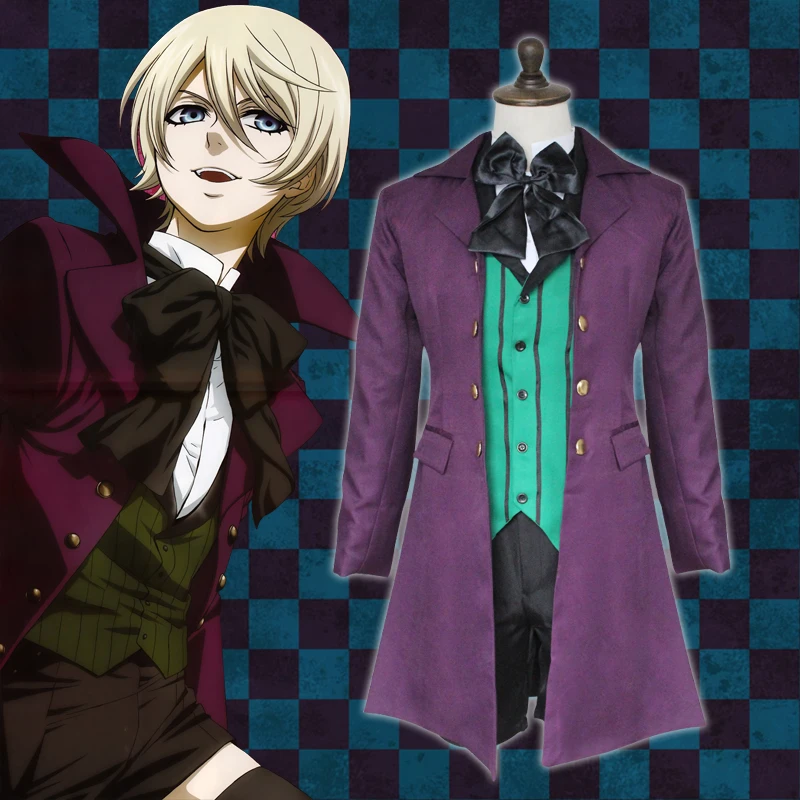 

Anime Black Butler 2 Kuroshitsuji Alois Trancy Uniform Outfits Cosplay Costumes Full Set (Outer + Vest + Shirt + Shorts+Bow tie)
