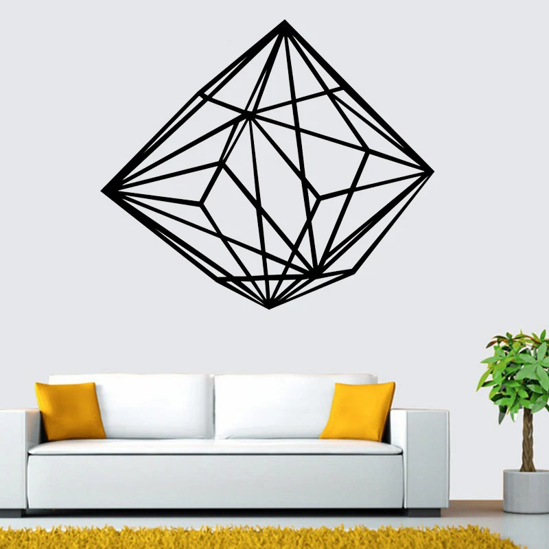Geometric Diamond Line Wall Decal Vinyl Sticker Home Decor Diamond Wall Art Mural Living Room