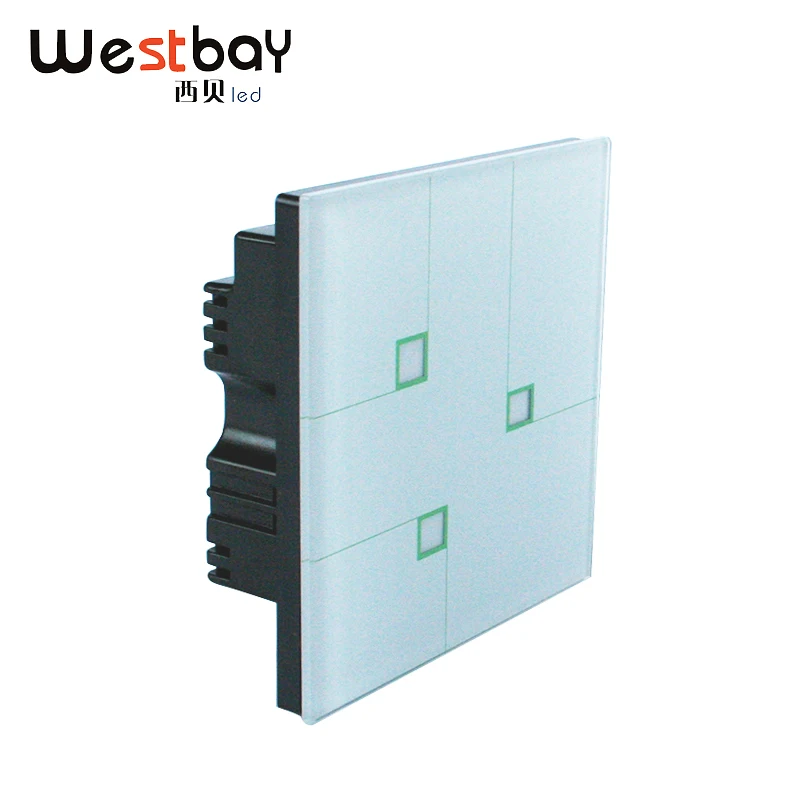 Westbay Minimalist Design Light Switch White Color Tempered Glass Panel