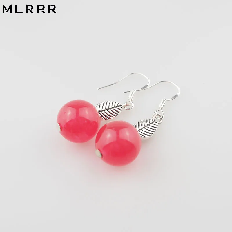 

MLRRR Vintage Classic Natural Stone Jewelry red Beaded Pendant Drop Earrings
