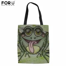 FORUDESIGNS Для женщин тканевый мешочек лягушка печати холст сумка для девочек-подростков хлопок эко-сумка дамы белье Бакалея сумка Sacola