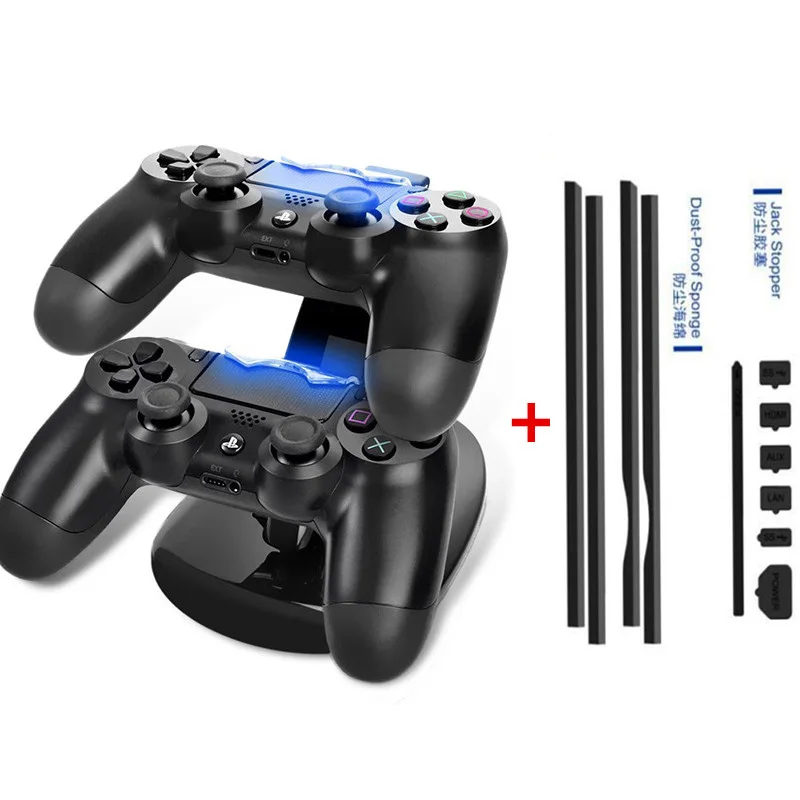 

PS4 Pro DIY Dust Proof Stopper Pack Dustproof Kit+LED Dual USB Charging Dock Station Stand Charger For Playstation 4 Pro P4P
