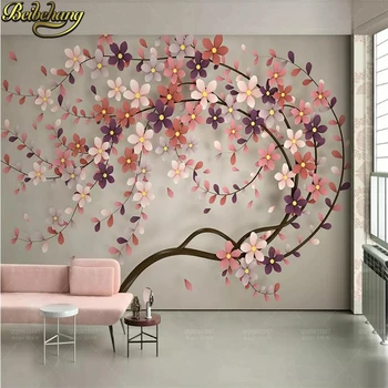 

beibehang a tree flower Murals Wallpaper 3D TV Background Large Wall Painting wallpapers for Living Room Mural floral wall Paper