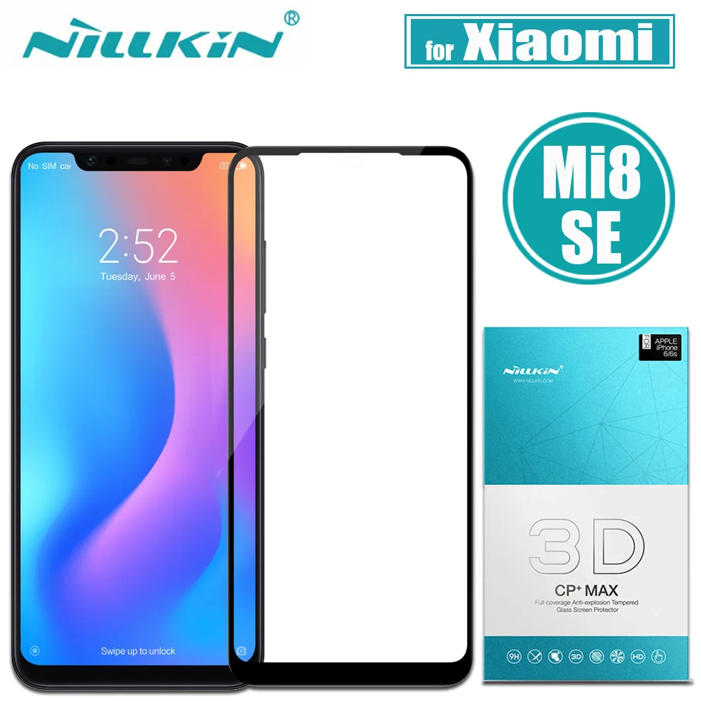 Xiaomi Mi 8 / Mi 8 SE Tempered Glass Nillkin 3D CP+MAX Full Cover Glass Film for Xiaomi Mi8 SE Screen Protector Nilkin Xiaomi M8