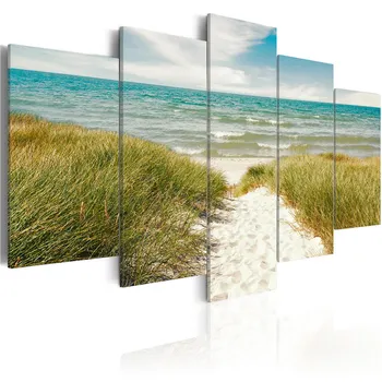 

5 Pieces Nature Landscape Canvas Painting Sea Beach Grass Poster Seascape Wall Art Modular Pictures for Living Room Home Decor