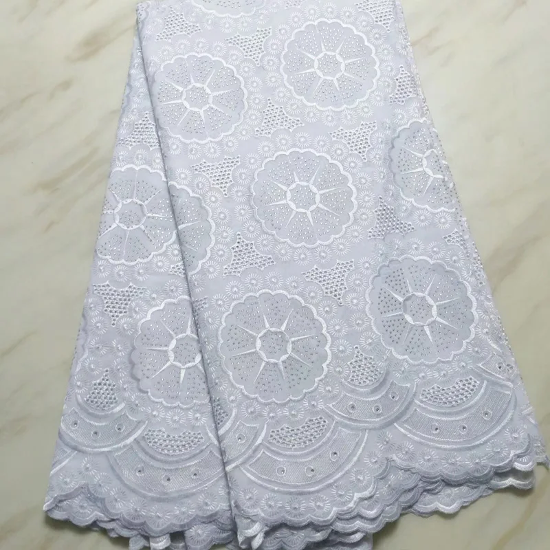 

Free shipping (5yards/pc) white color African voile lace fabric embroidered Swiss lace fabric for party dress CLS223