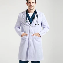 Белые лабораторные халаты белый костюм медика пальто доктор Топы терапевтические халаты высокий длинный Junior удобный халат пальто с длинными рукавами