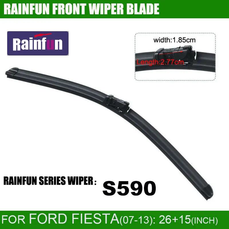 RAINFUN 2"+ 15" Специальный автомобиль стеклоочистителя для Ford Fiesta(07-13), резиновые автомобильные стеклоочистители автоматический стеклоочиститель