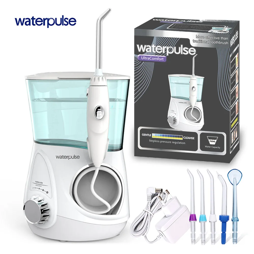 

Waterpulse V600G Water Flosser With 5 Tips Electric Oral Irrigator Dental Flosser 800ml Capacity Oral Hygiene For Family Care
