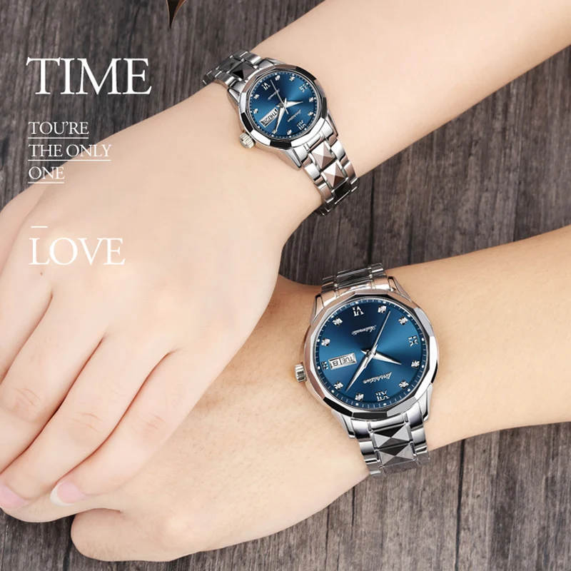 HOT SALE  High Quality Couple Watches JSDUN Luxury Mechanical Watch Male Stainless Steel Water Resistant Love