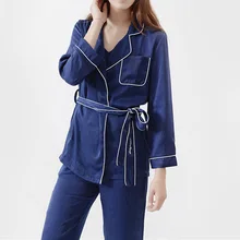 Женские пижамы, женские пижамные комплекты для сна, костюм из четырех частей, полный халат, длинный рукав, Мини V ночная рубашка M L QS0723