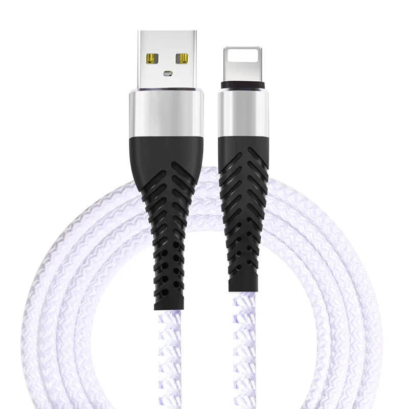 NOHON 3 м 2 м 1 м 8 pin USB кабель высокой прочности для iPhone 8X7 6 6S Plus iOS 11 10 9 USB Кабель зарядного устройства нейлоновые кабели для мобильных телефонов - Цвет: White