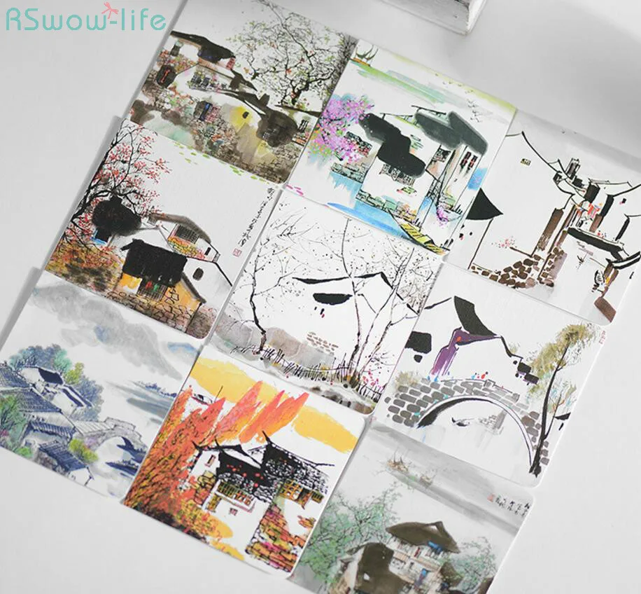 

5pcs Creative Classic Chinese Style Greeting Card Simple Message Folding Birthday Mother's Day New Year's Day Greeting Card