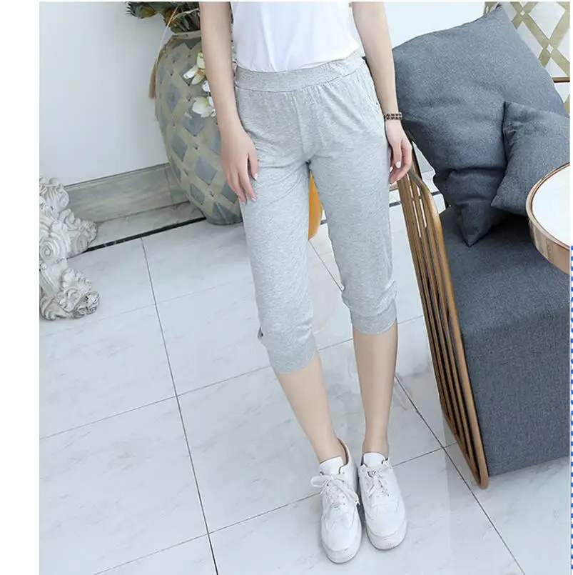

Dropshipping Babbytoro Women Leggings Summer Modal Cotton 3/4 Capris Pocket Black Grey Jeggings Casual Pants