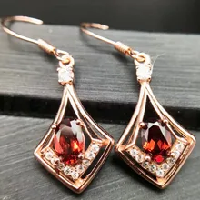 Природный гранат Серьги происхождения Красный Гранат 925 серебро серьги 1ct* 2 шт. Самоцветы# F18051012