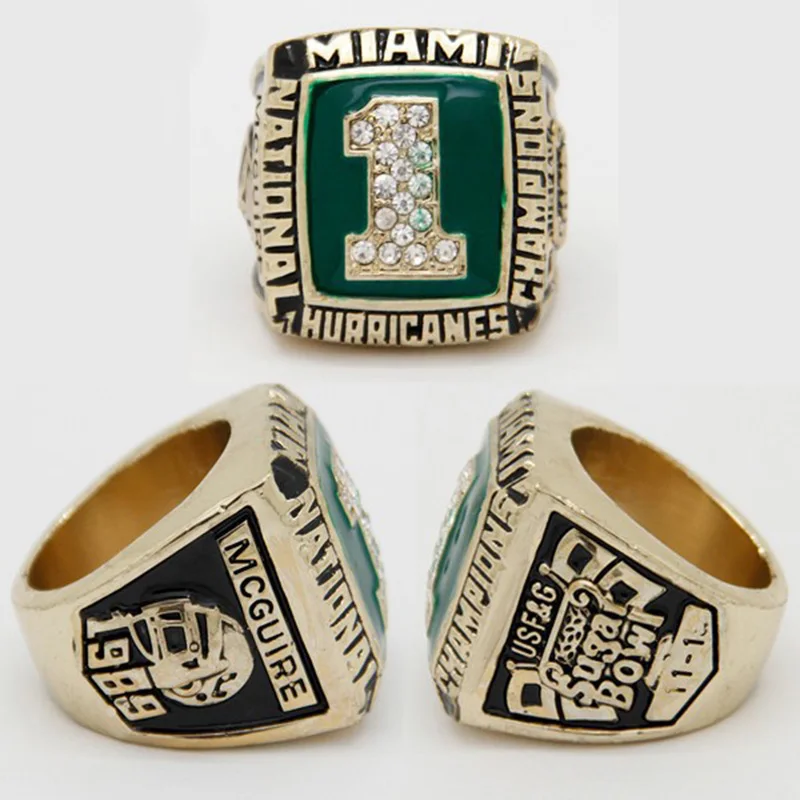 Top Sale Fans Sport Ring 1989 Miami Hurricanes Football Ring