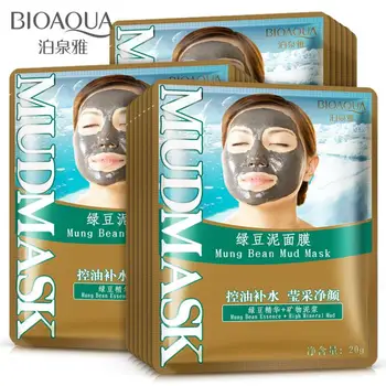 

BIOAQUA Mung Bean Mud Facail Mask Natural Mung Bean Extract Moisturizing Oil Controlling Face Skin Care