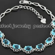 Синее ожерелье из топаза браслет! Природный Голубой топаз 925 стерлингового серебра ювелирных изделий 1ct* 8 шт драгоценных камней