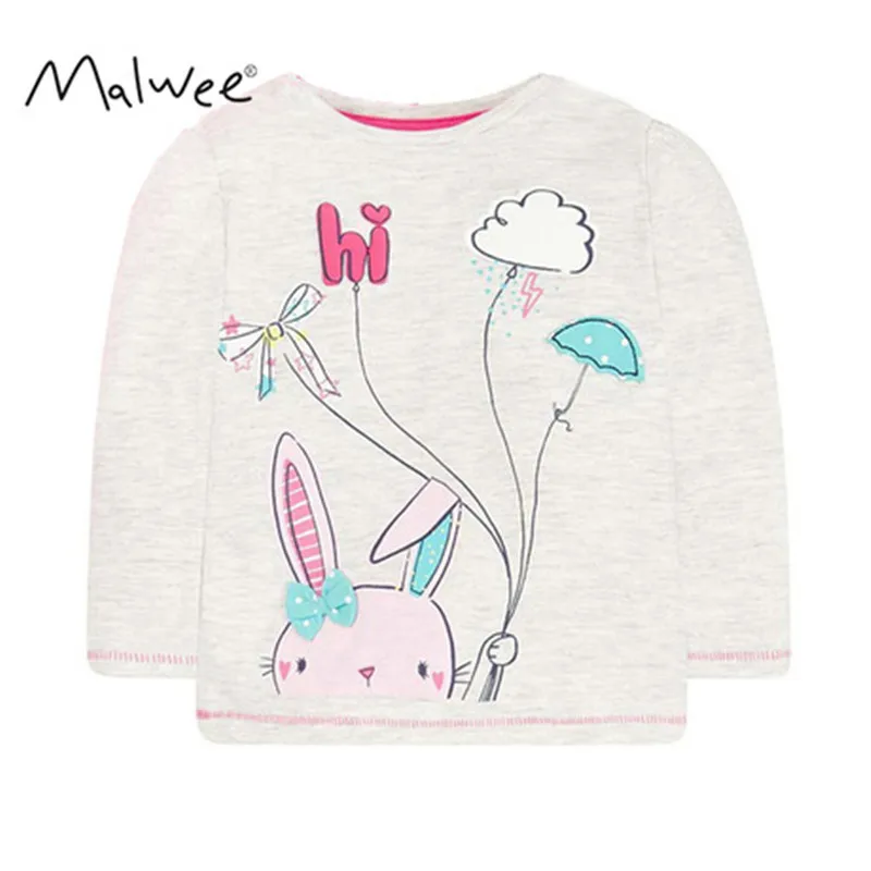 

Miss Haiwo Brand 2019 Long Sleeve Autumn Spring T shirt For baby kids Girls Flower printing Rabbit t-shirts clothes
