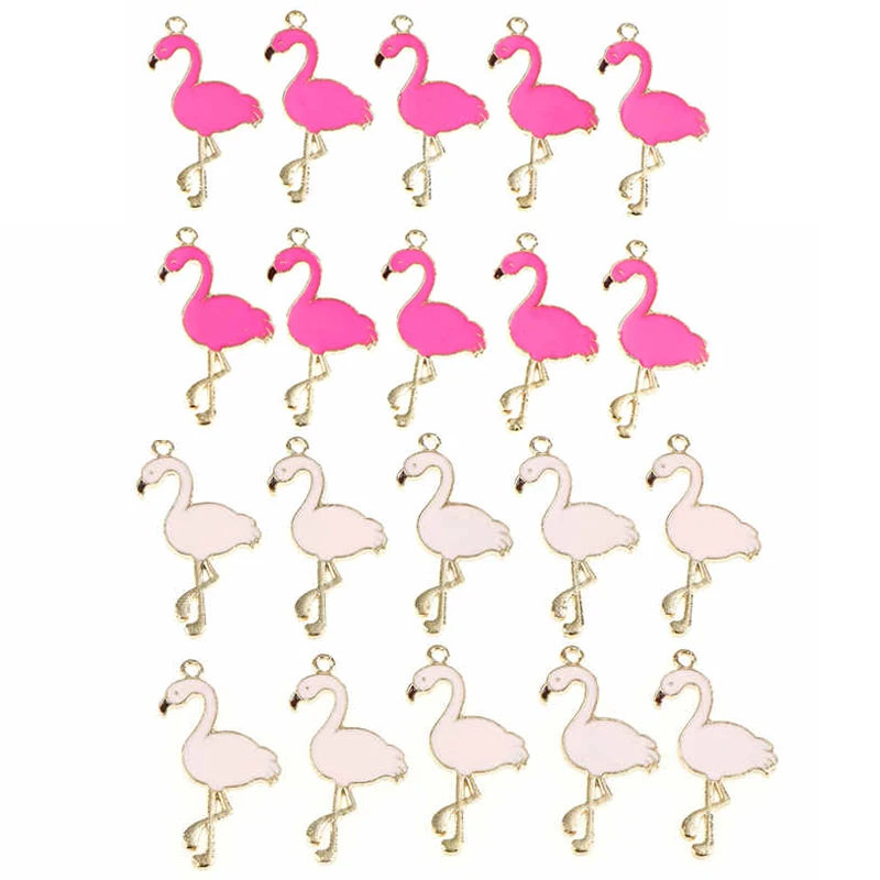 

10pcs Alloy Pink Rose Red Enamel Animal Flamingo Charms Pendant DIY Accessory For Wedding Birtday Party Gift